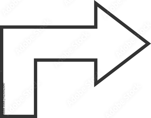 Right-Angled Arrow Turning Right Outline