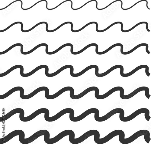 Wavy Line Pattern in Black and White