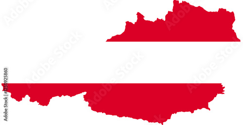 Austria Map in National Flag Colors