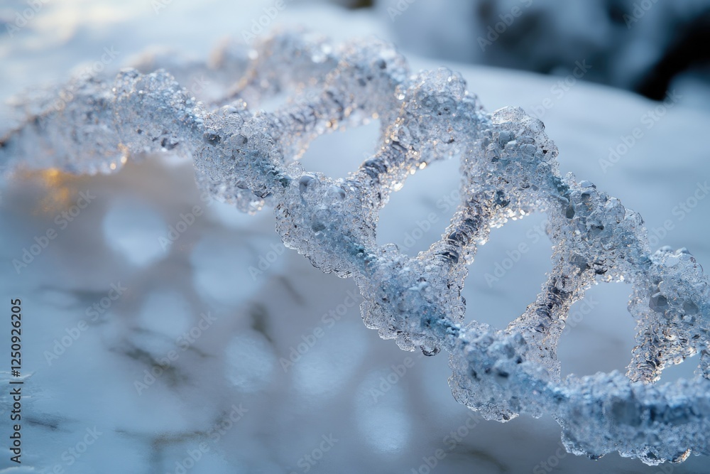 Ice crystals formed a DNA double helix structure, showcasing the beauty of nature's artistry in winter. Ice crystals formed a DNA double helix structure, showcasing the beauty of nature's artistry in winter.