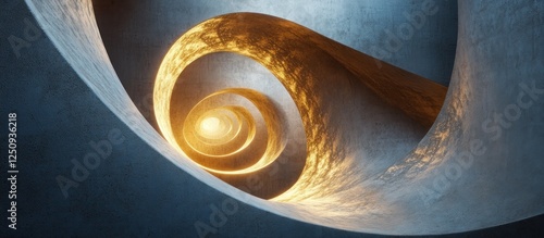Panel kuchenny z motywem Glowing spiral staircase in concrete structure  abstract background  design concept