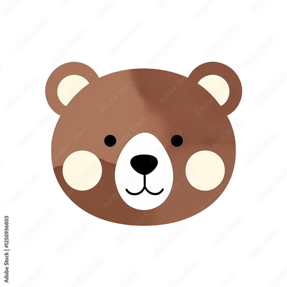 A simple, cute illustration of a bear's face with round ears, black eyes, and a small smile. It is interesting due to its minimalistic and adorable design. A simple, cute illustration of a bear's face with round ears, black eyes, and a small smile. It is interesting due to its minimalistic and adorable design.