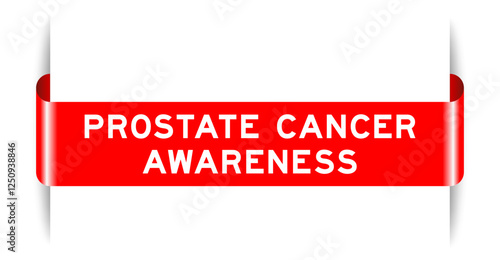 Red color inserted label banner with word prostate cancer awareness on white background