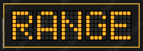 Orange color led banner in word range on black background