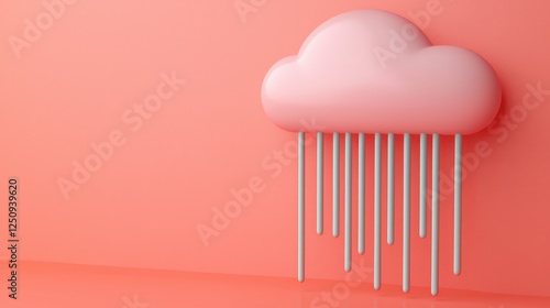 Wallpaper Mural Pink Cloud with Rain on a Coral Background for Creative Concepts Torontodigital.ca