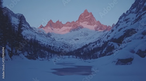 Wallpaper Mural Pink sunrise over snowy mountains and frozen lake Torontodigital.ca