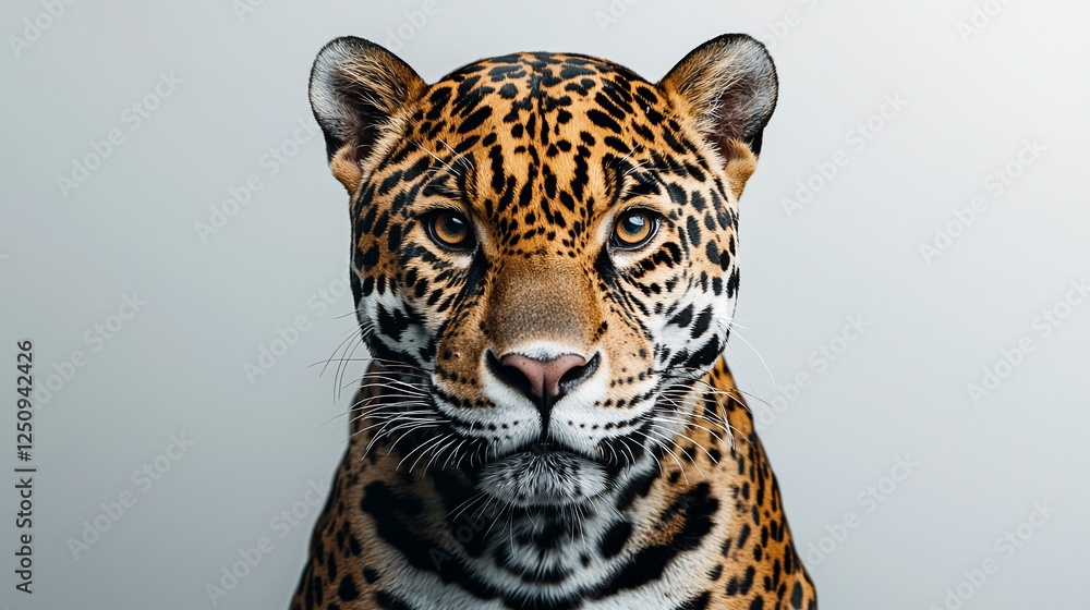 Obraz premium Close-up portrait of a jaguar facing the camera.