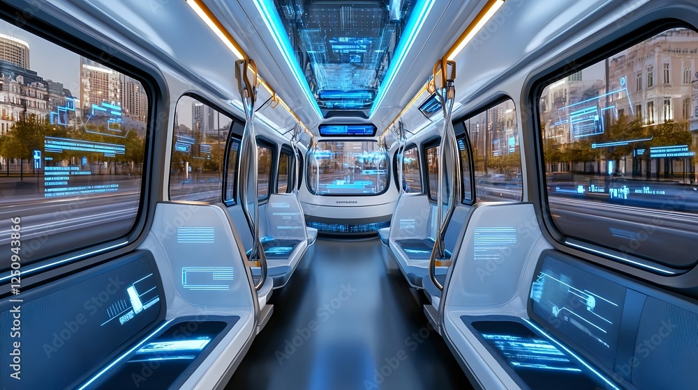 Obraz premium Futuristic Autonomous Vehicle Interior - Futuristic technology