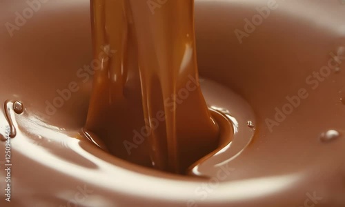 A Decadent Stream of Rich, Dark Brown Liquid Cascading Smoothly into a Mysterious Vessel of Indulgence and Warmth