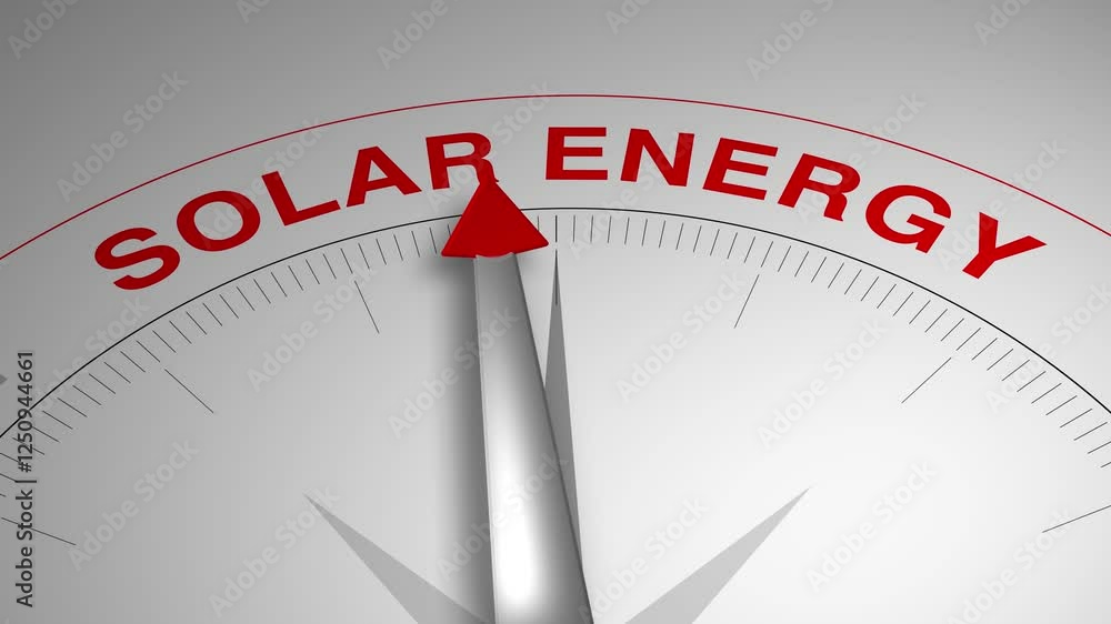 Solar Energy text or word with a gauge arrow on a compass, representing guidance and direction on a clean white background. Ideal for business, coaching, consulting, and self-improvement concept Solar Energy text or word with a gauge arrow on a compass, representing guidance and direction on a clean white background. Ideal for business, coaching, consulting, and self-improvement concept
