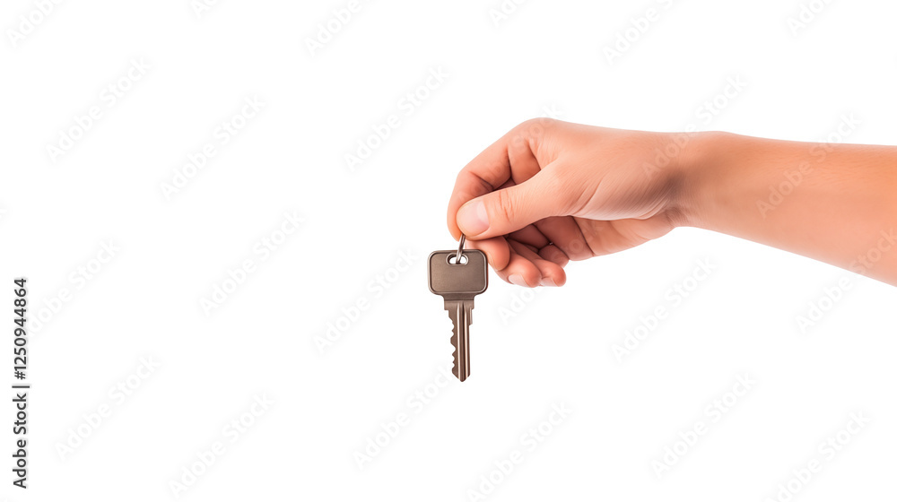 Hand Holding a Key Symbolizing New Opportunities and Ownership for Real Estate Moving or Security Contexts Hand Holding a Key Symbolizing New Opportunities and Ownership for Real Estate Moving or Security Contexts