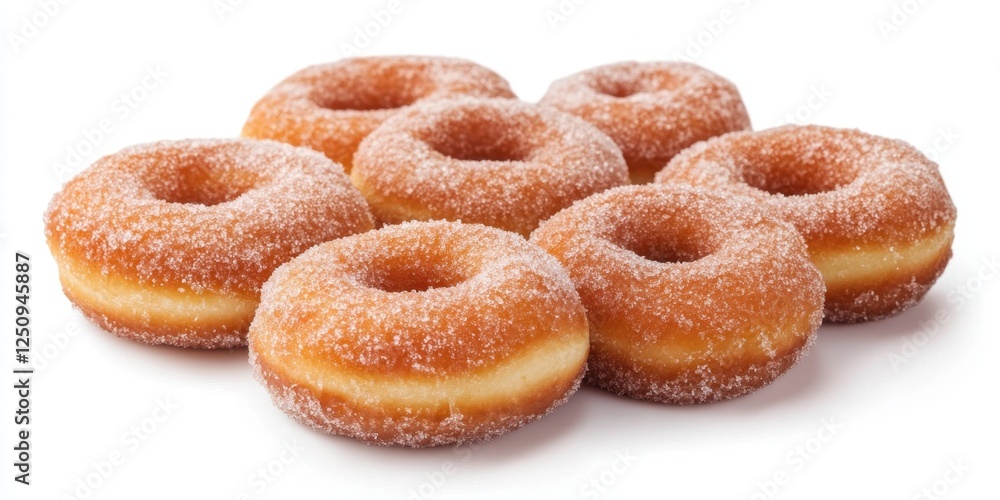 Delicious sugar-coated donuts arranged neatly on a white surface perfect for dessert lovers Delicious sugar-coated donuts arranged neatly on a white surface perfect for dessert lovers