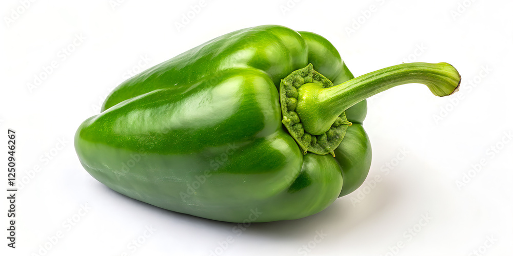 Single Green Pepper Against a White Background Single Green Pepper Against a White Background