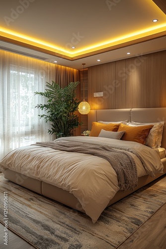 Wallpaper Mural Modern Bedroom Interior Design With Wooden Accents Torontodigital.ca