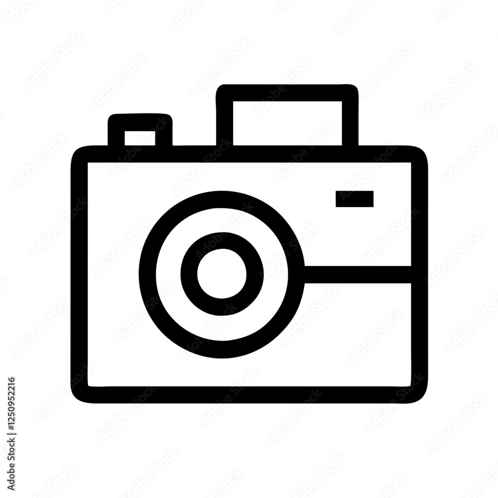 Simple black line art illustration of a camera. Simple black line art illustration of a camera.