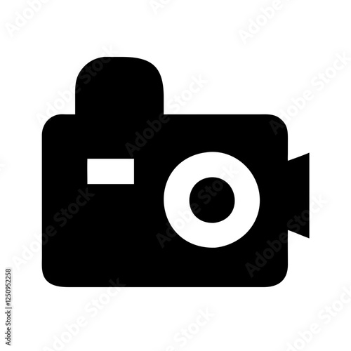 A clean, solid black silhouette of a camera.