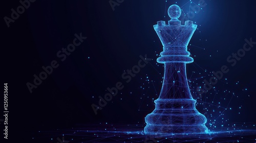 Glowing chess queen piece, digital art.
