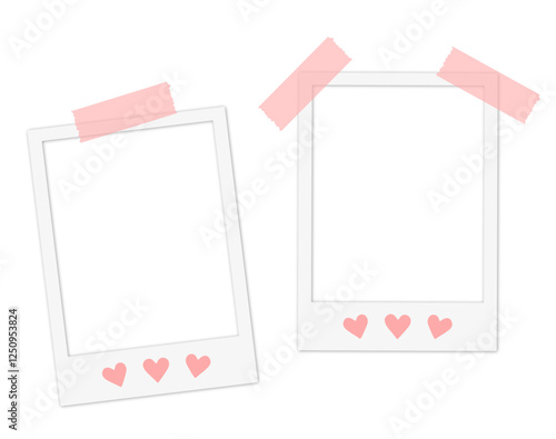 set of blank photo frames for romantic cute valentine's journal