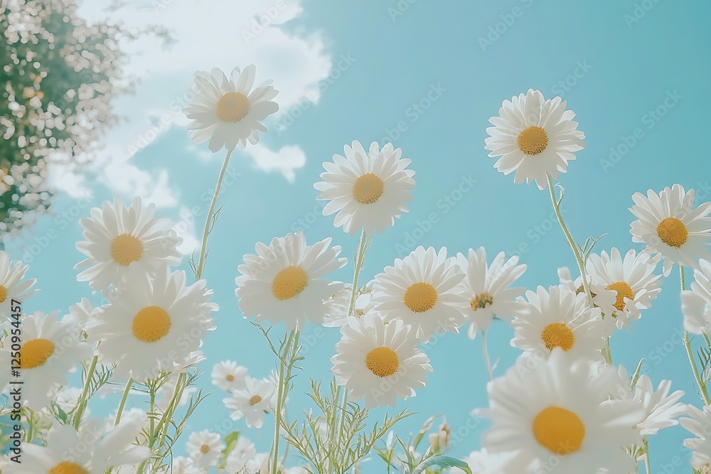 Obraz premium Delicate Daisies against a Pastel Sky