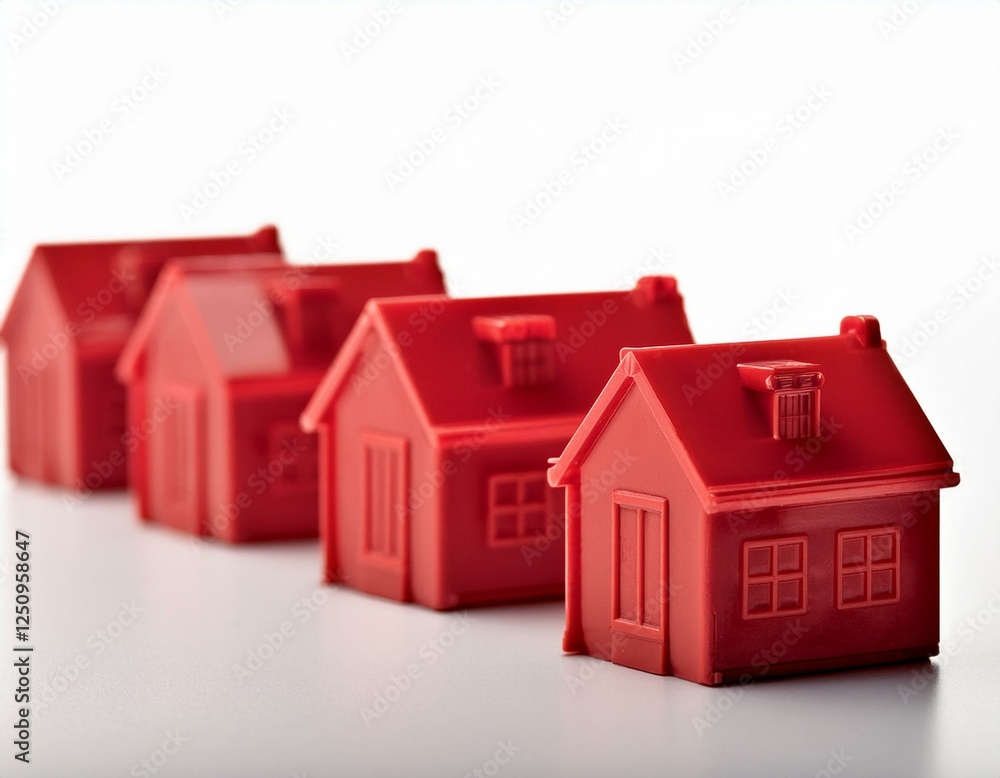 real estate concept with tiny red houses