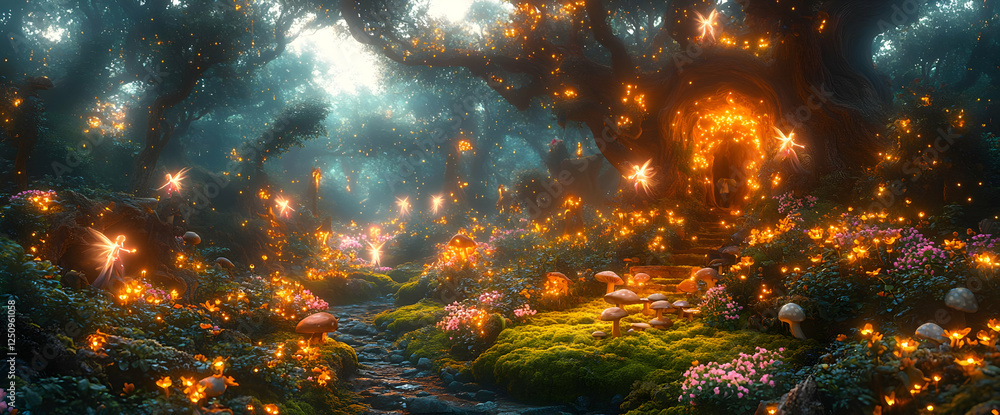 Magical Glowing Forest Landscape