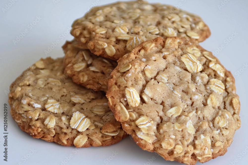 Freshly baked oatmeal cookies on a white plate Freshly baked oatmeal cookies on a white plate