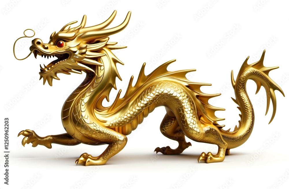 Fototapeta premium gold dragon ,Chinese zodiac, isolated white background