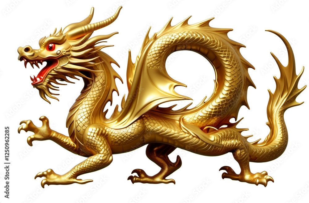 Obraz premium gold dragon ,Chinese zodiac, isolated white background