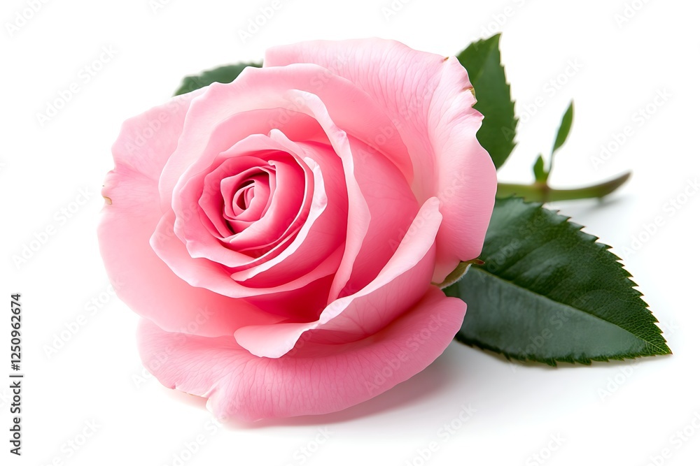 Fototapeta premium Close-up of a beautiful pink rose on white background.