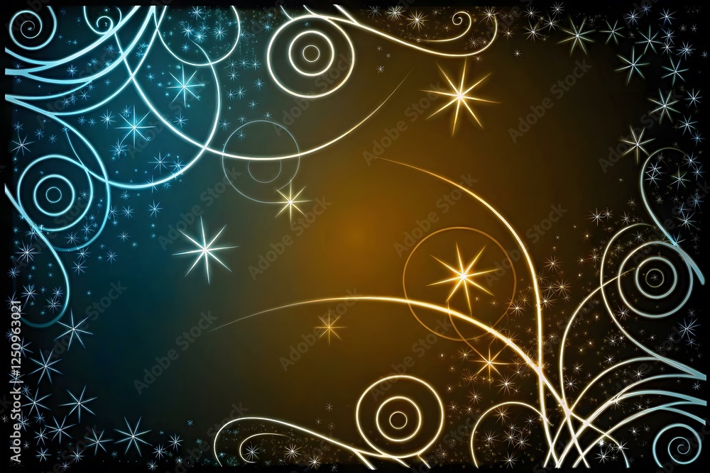 Abstract Winter Background with Twinkling Stars and Elegant Swirls Abstract Winter Background with Twinkling Stars and Elegant Swirls