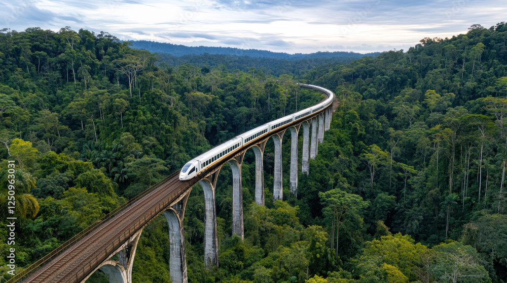 scenic train traveling over lush green forested bridge scenic train traveling over lush green forested bridge