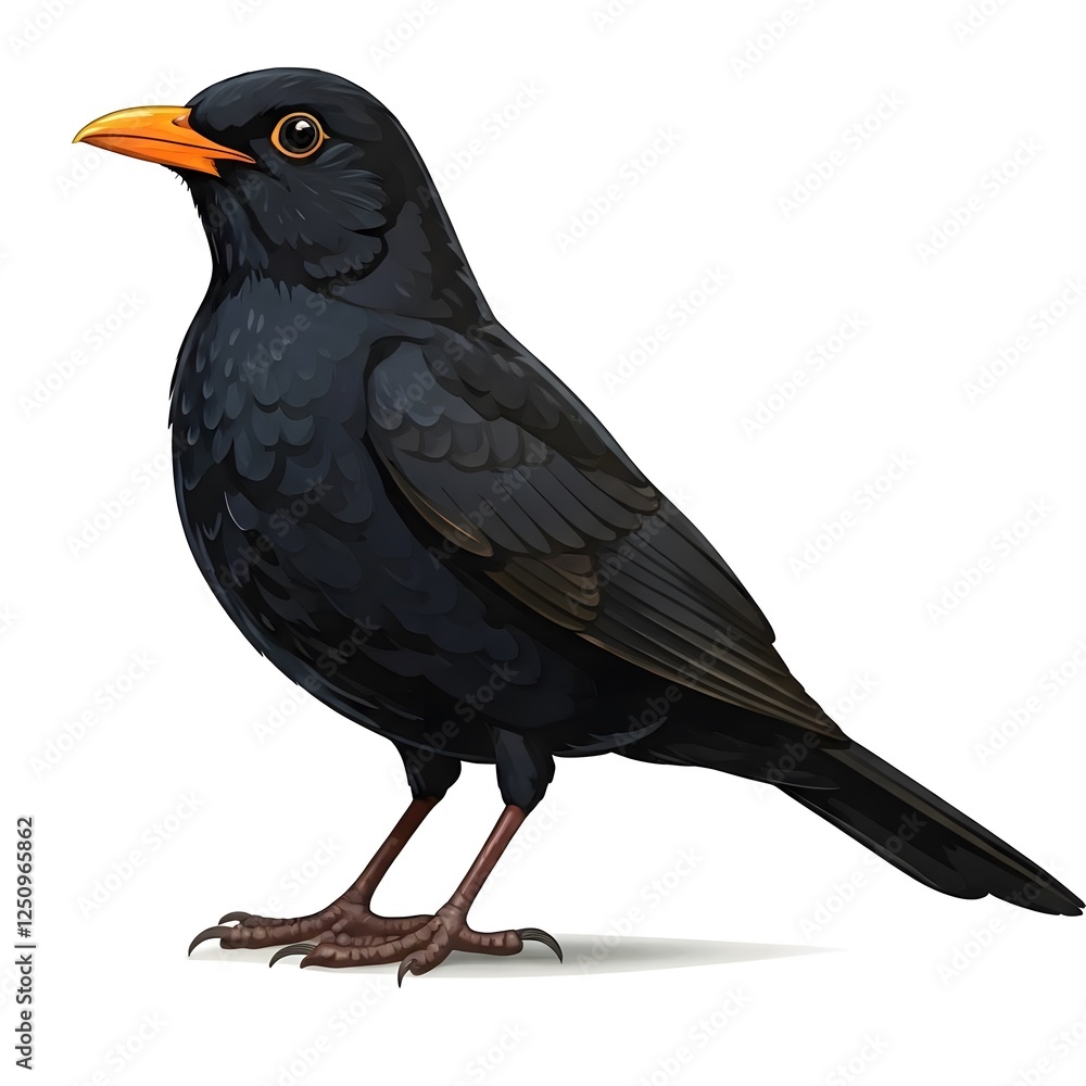 Fototapeta premium Blackbird isolated on white background