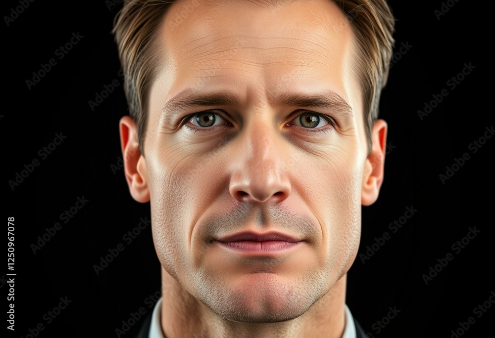 Obraz premium Photorealistic male portrait on black background