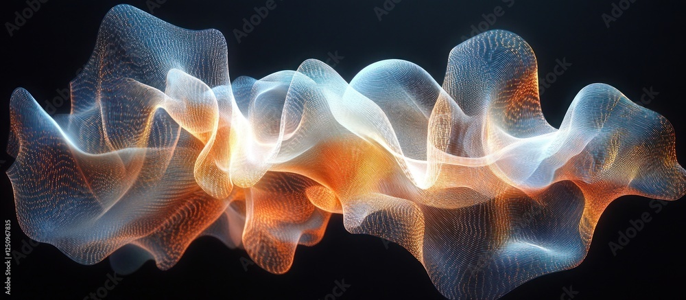 Obraz premium Abstract orange-blue energy flow, dark background, digital art, website header