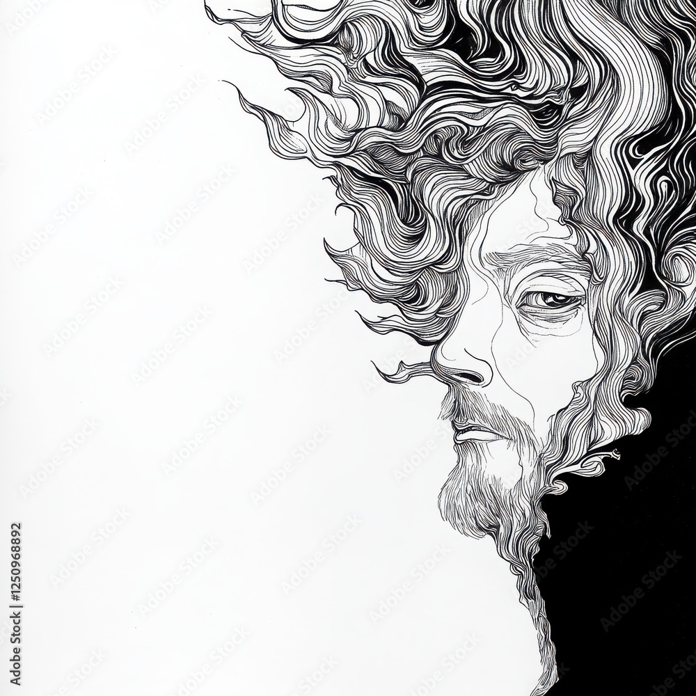 Fototapeta premium Abstract Ink Portrait Of A Man