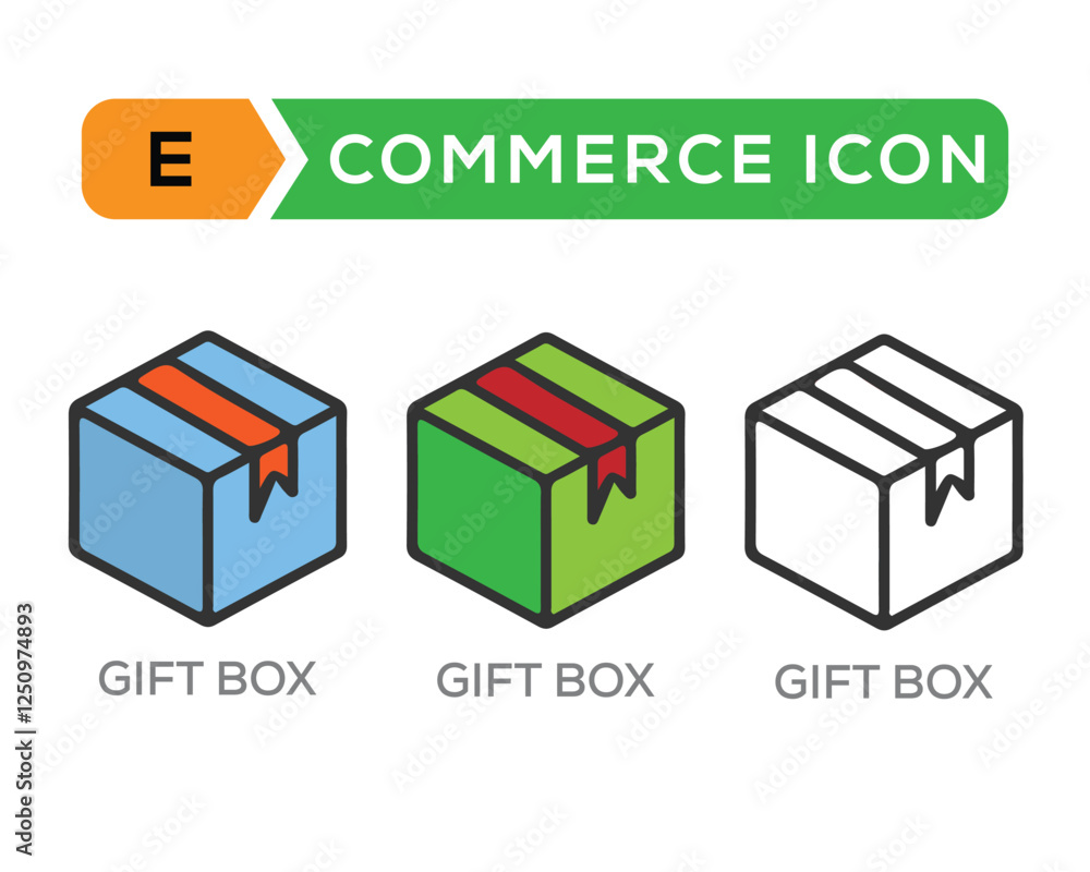 E Commerce gift box icon for online shopping. E Commerce gift box icon for online shopping.