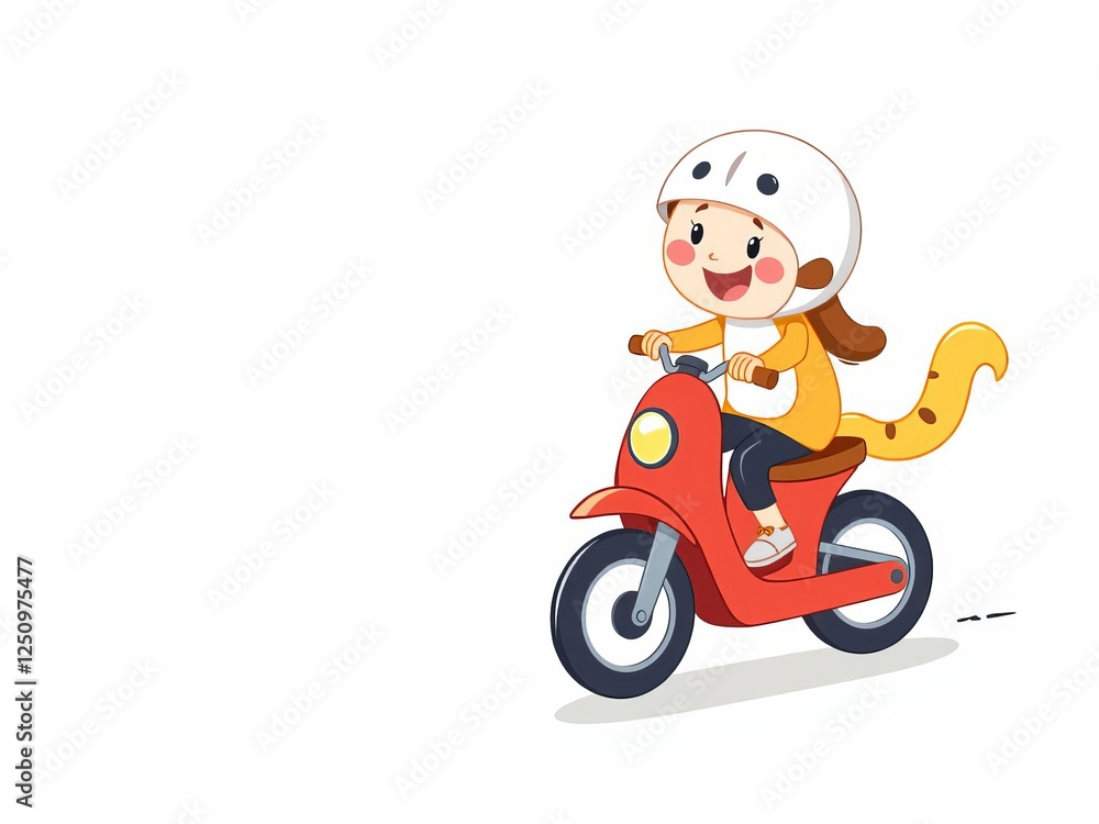 Adorable animal character illustrations riding bikes and scooters, bike, cartoon, fun Adorable animal character illustrations riding bikes and scooters, bike, cartoon, fun