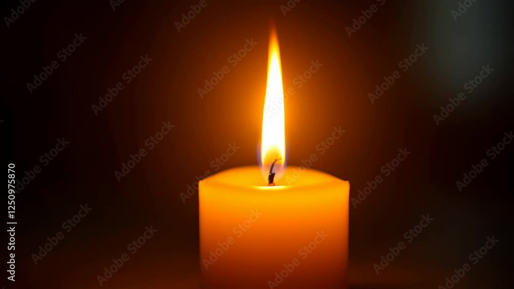 Single candle flame glowing in the dark creating a warm ambiance Single candle flame glowing in the dark creating a warm ambiance