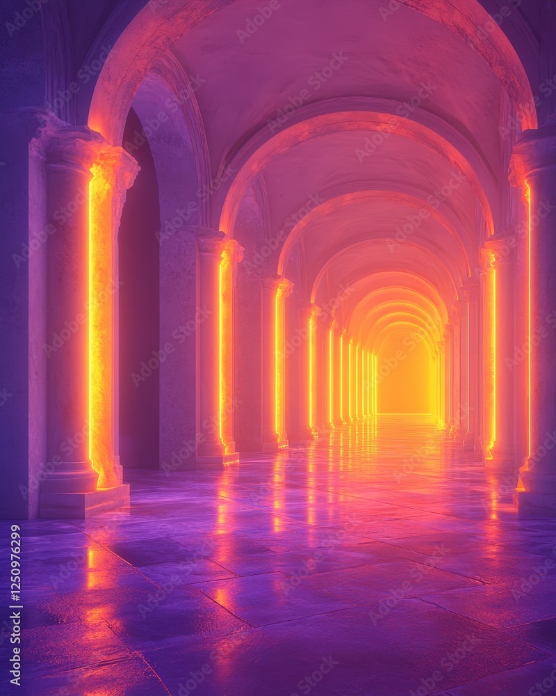 Neon Lit Archway. Neon Lit Archway.