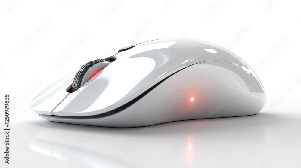 White wireless computer mouse on white background White wireless computer mouse on white background