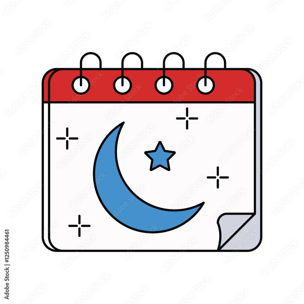 ramzan calender lineal color line icon with white background vector stock illustration ramzan calender lineal color line icon with white background vector stock illustration