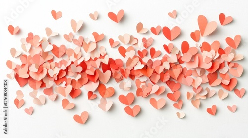 Colorful Paper Hearts in Various Shades for Romantic Decoration
