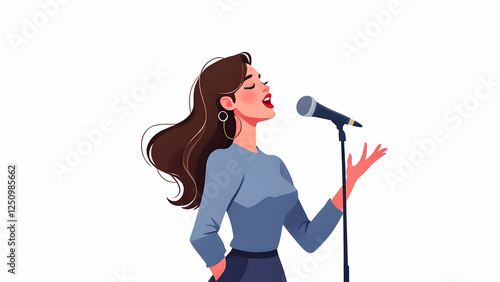 Cartoon image of a woman singing