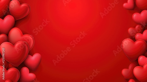 Vibrant Red Background with Various Heart Shapes for Love Themes