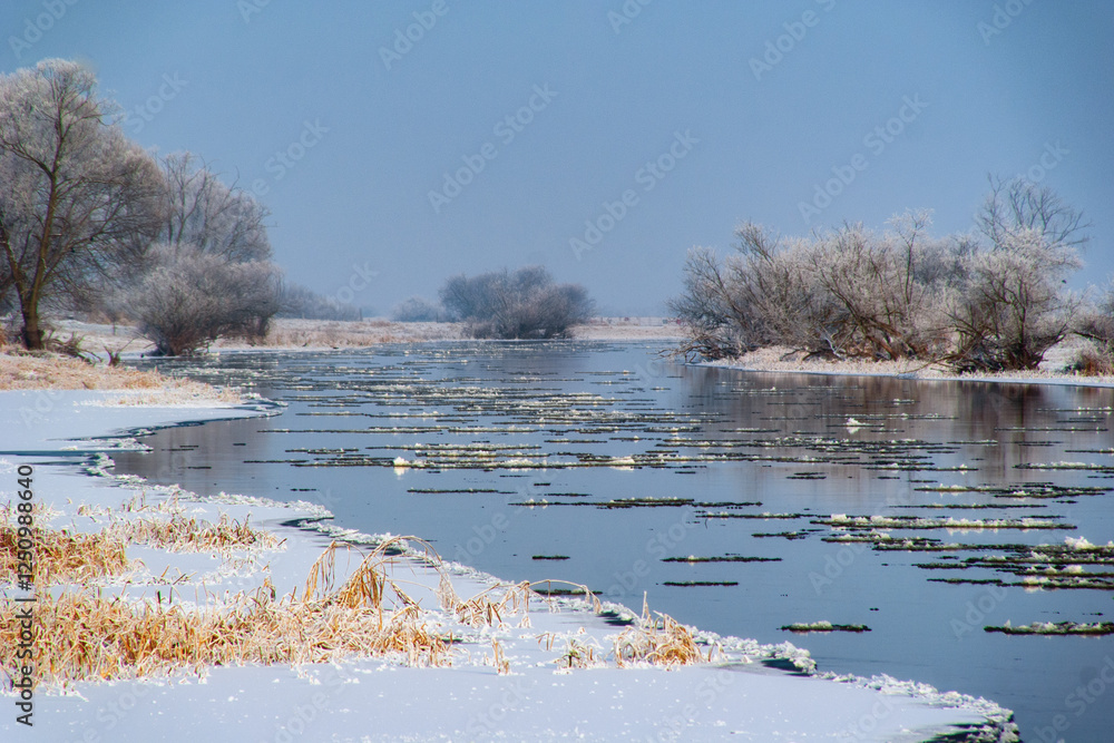 Piękno śnieznej i mroznej zimy w Dolinie Narwi i Biebrzy - Podlasie, Polska