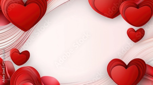 Romantic Heart Design with Red Colors and Flowing Background Elements