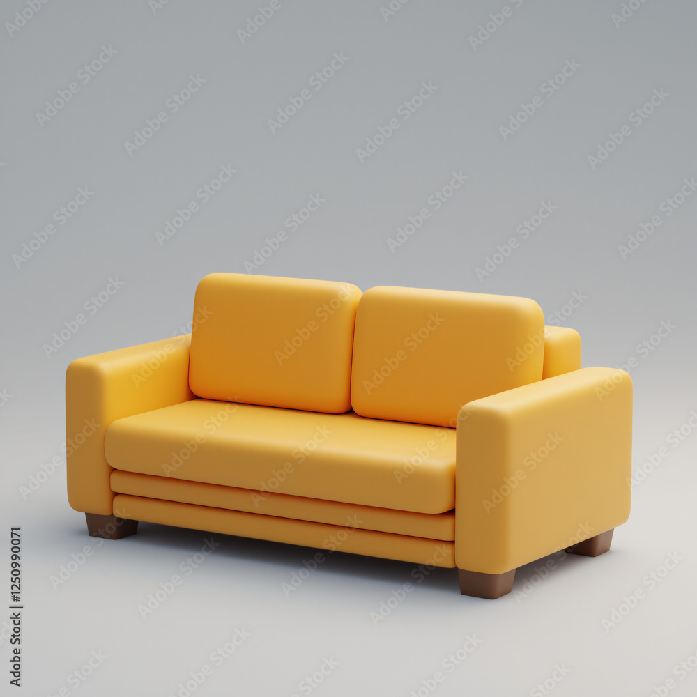 Bright Yellow Sofa in Minimalist Living Room Setting Bright Yellow Sofa in Minimalist Living Room Setting