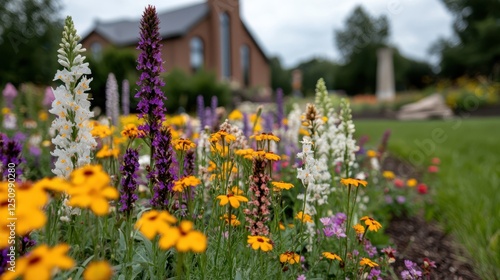 A vibrant garden with colorful flowers in bloom, capturing nature’s brilliance and lively diversity.