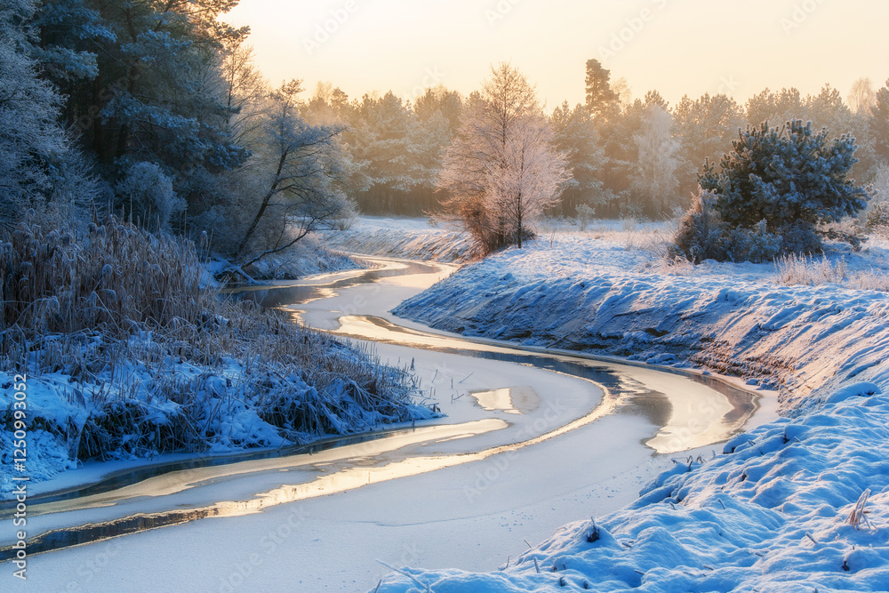 Piękno śnieznej i mroznej zimy w Dolinie Narwi i Biebrzy - Podlasie, Polska