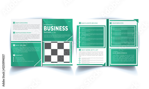 Creative corporate business bi fold a4 format brochure design template for company bifold leaflet, magazine, annual report, booklet, business plan, print & promotion.